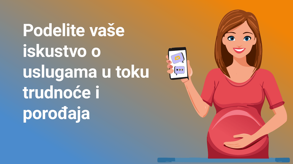 Vizual prikazuje trudnicu sa telefonom u rukama 